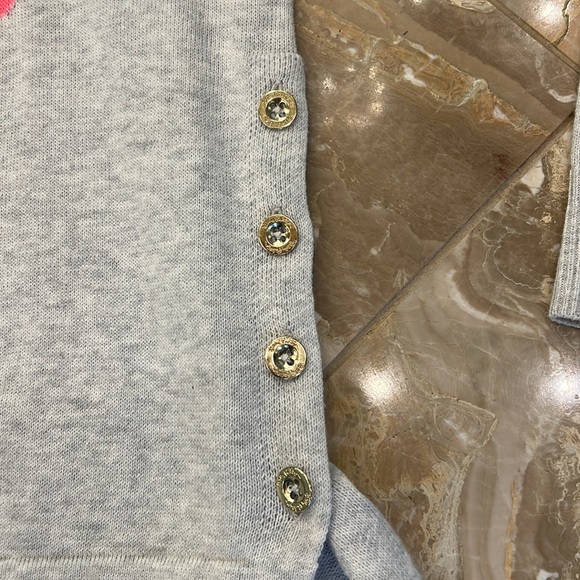 NWOT Lilly Pulitzer Caralynn Grey Sweater With Pink Embellished Flamingos-XXS - Picture 3 of 5